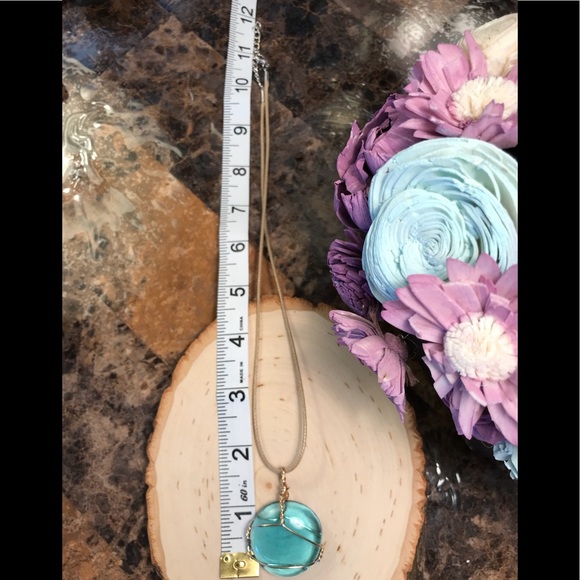 Handmade necklace aqua wire wrap NEW - Picture 6 of 8